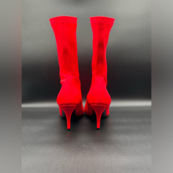 Balenciaga Knife Booties Stretch Fabric Mid -Calf Red Pull On US 6/EU 36 $1290 - Picture 14 of 16